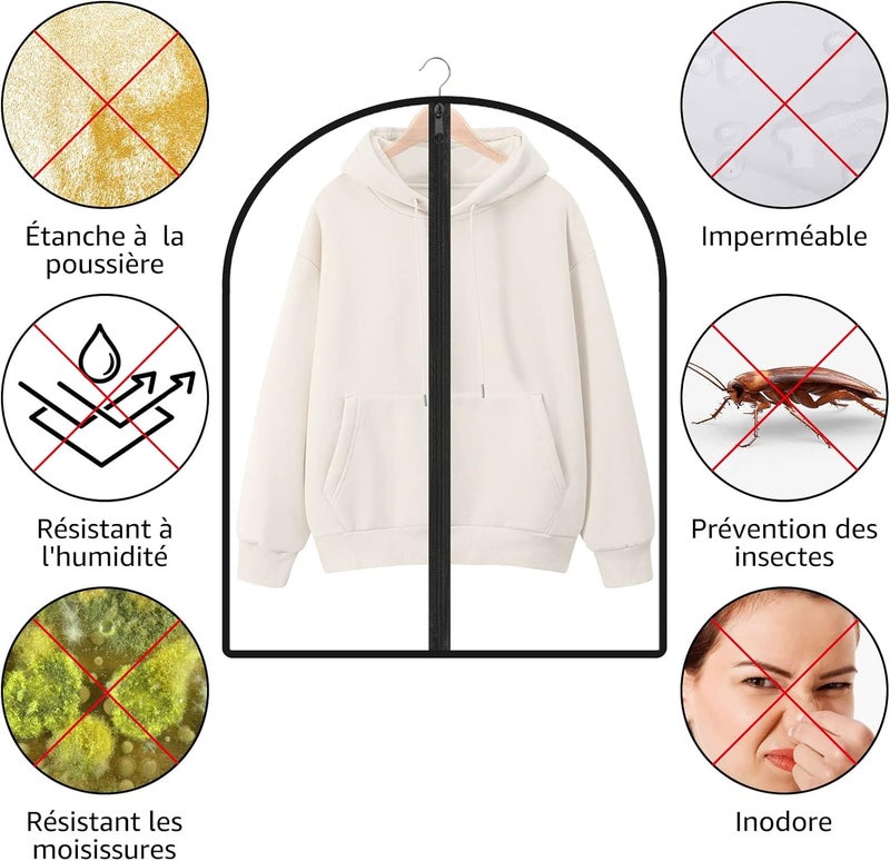 GOYADA 20 x Clothes Covers, Hanging Clothes Cover, Protective Covers with Zip for Shirt/Jacket/T-Shirt, Anti-Dust Waterproof Moth Moisture – 60 x 80 cm - Image 4