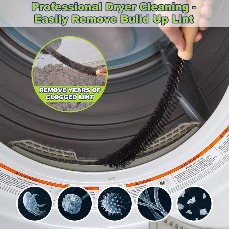 Grofly Washing Machine Hose Household Dryer Lint Brush Vent Cleaner Vacuum Attachment Quickly Lint Remover Washing Machine Outlet Hose Dryer Vent Cleaner Kit Compatible Fast Remove Lint Kit - Image 4