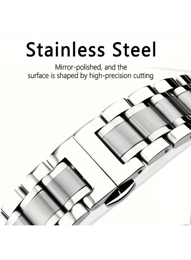 Black Stainless Steel Watchband Curved End Durable Metal Bracelet Strap 18mm - Image 3