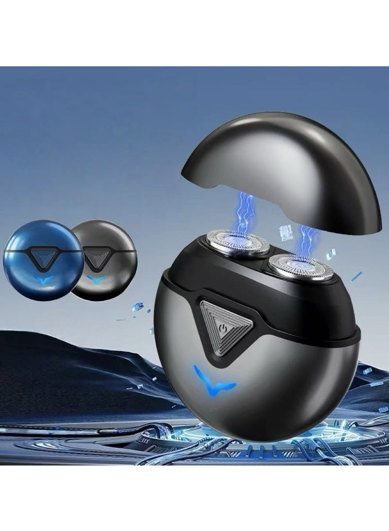 Mini Portable Electric Shaver Electric Razor for Men 2 Head Dust Cover with Mirror Travel Shaver Magnetic Shaving Head Dry Wet Close Shave USB Rechargeable Razor for Home, Office, Car(Grey) - Image 1