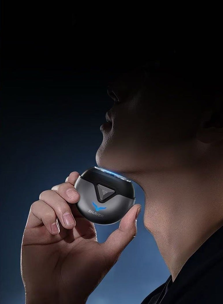 Mini Portable Electric Shaver Electric Razor for Men 2 Head Dust Cover with Mirror Travel Shaver Magnetic Shaving Head Dry Wet Close Shave USB Rechargeable Razor for Home, Office, Car(Grey) - Image 2