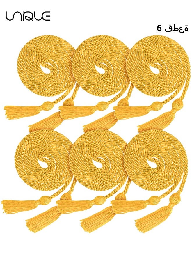 Unique 6Pcs Graduation Honor Cords, 67 Inch Graduation Gold Tassels Honor Cords Long Yellow Rayon Braided Honor Cords for College Graduates Bachelor Master Doctor Graduation Ceremony  - Image 1