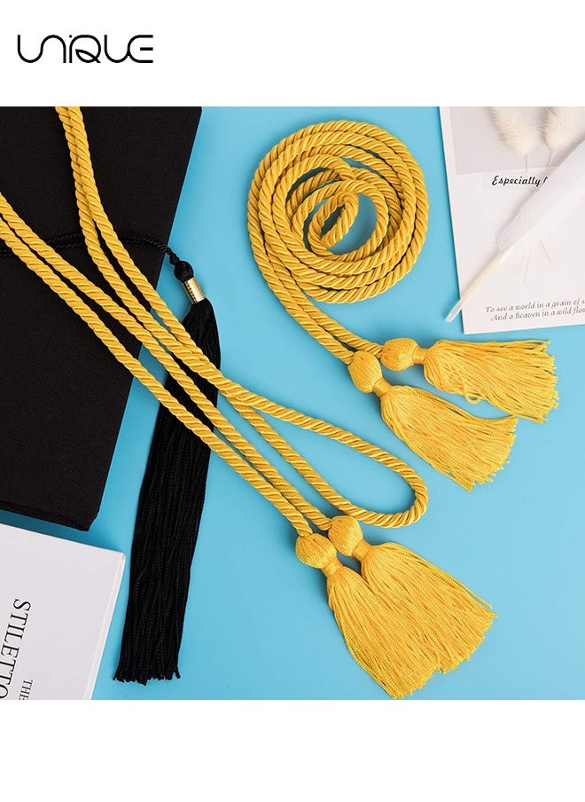 Unique 6Pcs Graduation Honor Cords, 67 Inch Graduation Gold Tassels Honor Cords Long Yellow Rayon Braided Honor Cords for College Graduates Bachelor Master Doctor Graduation Ceremony  - Image 5