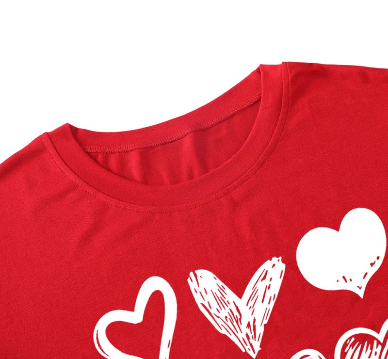 PECHAR Valentines Day Shirt for Women Cute Love Heart Tshirts Graphic Valentine Gift Tee Casual Hearts Tops - Image 4