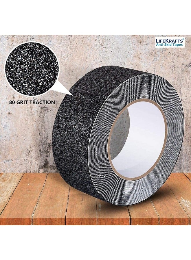 Lifekrafts Lifekrafts Anti-Skid Tape For Stairs High Traction Abrasive Tape for Slippery Floors, Staircase, Ramps, Indoor, Outdoor, 18m x 50mm (Black) - 1 Pack  - Image 2