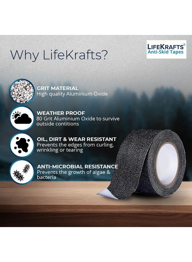 Lifekrafts Lifekrafts Anti-Skid Tape For Stairs High Traction Abrasive Tape for Slippery Floors, Staircase, Ramps, Indoor, Outdoor, 18m x 50mm (Black) - 1 Pack  - Image 3