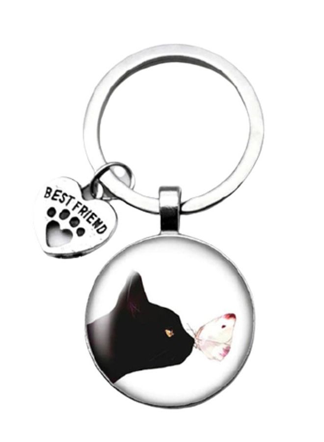 Cat Lovers Keychain Silver/Black