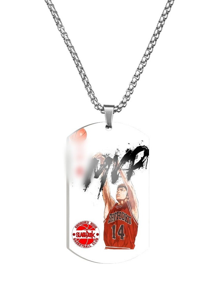 KUYING New Slam Dunk Color Printed Stainless Steel Necklace 