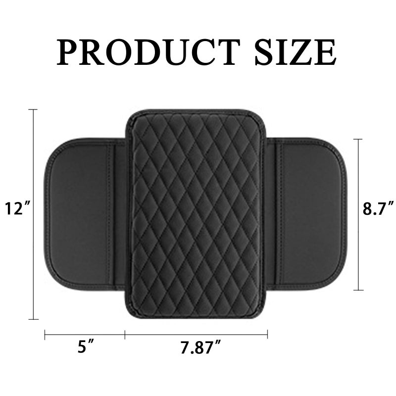 Myston Upgraded Car Center Console Cover, Leather Armrest Cushion Pad with 2 Storage Bags, Microfiber Soft Waterproof Seat Box Cover Protector, Cars Interior Decor Accessories Fit for Most Vehicles - Image 2