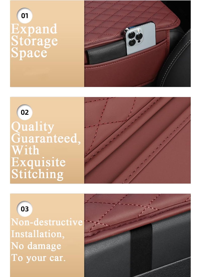 Myston Upgraded Car Center Console Cover, Leather Armrest Cushion Pad with 2 Storage Bags, Microfiber Soft Waterproof Seat Box Cover Protector, Cars Interior Decor Accessories Fit for Most Vehicles - Image 5