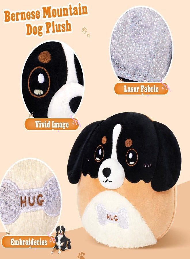 CozyWorld وسادة محشوة من كوزي وورلد 12" على شكل كلب بيرنيز ماونتن، دمية محشوة لطيفة من كلب بيرنيز ماونتن، لعبة محشوة ناعمة للكلاب، هدايا عيد ميلاد للنساء والأولاد والبنات، لعشاق الكلاب، أسود وبني - Image 3