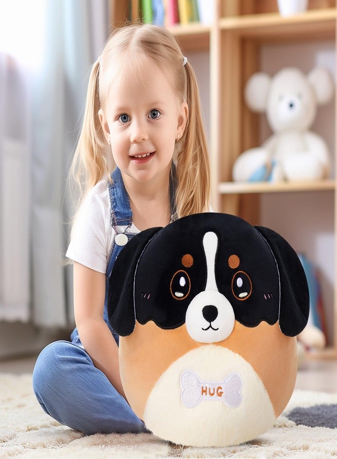 CozyWorld وسادة محشوة من كوزي وورلد 12" على شكل كلب بيرنيز ماونتن، دمية محشوة لطيفة من كلب بيرنيز ماونتن، لعبة محشوة ناعمة للكلاب، هدايا عيد ميلاد للنساء والأولاد والبنات، لعشاق الكلاب، أسود وبني - Image 2