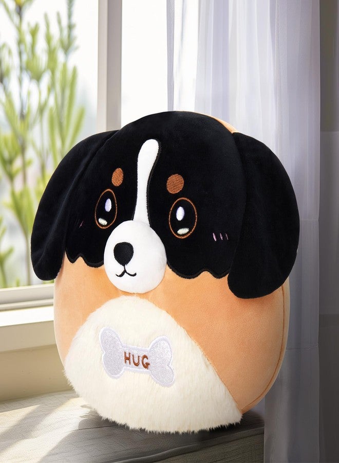 CozyWorld وسادة محشوة من كوزي وورلد 12" على شكل كلب بيرنيز ماونتن، دمية محشوة لطيفة من كلب بيرنيز ماونتن، لعبة محشوة ناعمة للكلاب، هدايا عيد ميلاد للنساء والأولاد والبنات، لعشاق الكلاب، أسود وبني - Image 5