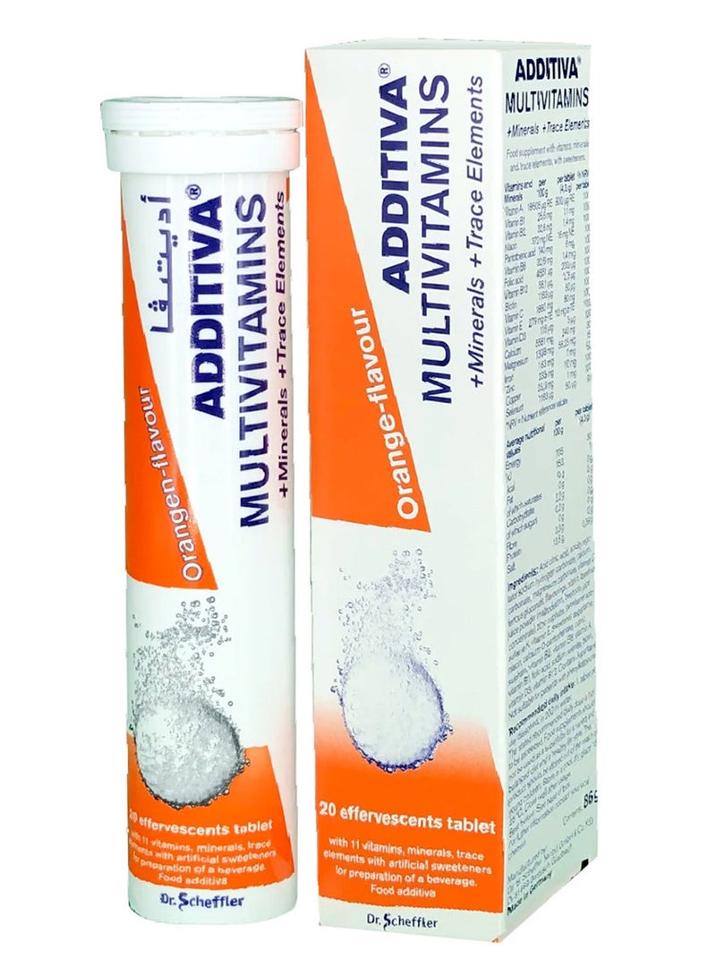 Additiva أقراص فوارة برتقالية متعددة الفيتامينات + المعادن + العناصر النزرة 20 حبة - Image 1