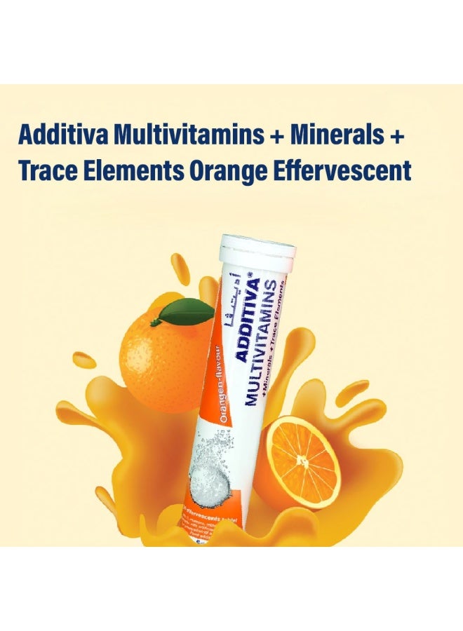 Additiva أقراص فوارة برتقالية متعددة الفيتامينات + المعادن + العناصر النزرة 20 حبة - Image 2
