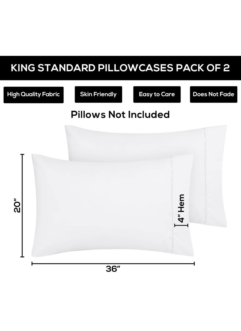 Utopia Bedding Utopia Bedding King Standard Pillow Cases - 2 Pack - Envelope Closure - Soft Brushed Microfiber Fabric - Shrinkage and Fade Resistant Pillow Covers 20 X 36 Inches (King Standard  White)  - Image 4