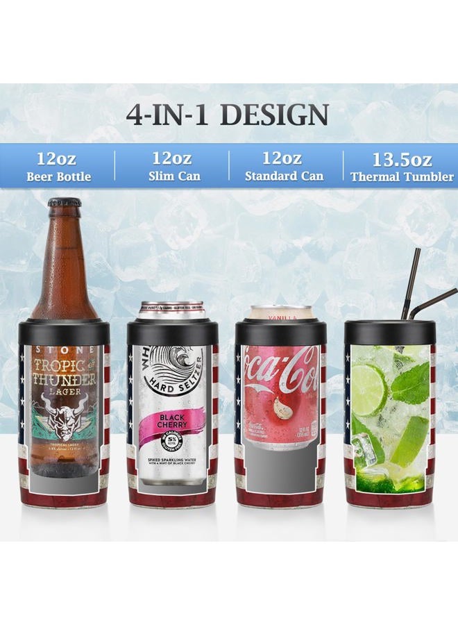 Maxso Slim Can Cooler, 4-IN-1 Double Walled Stainless Steel Insulated Beer Can Holder, Works With All 12 Oz Cans,Bottles & As A Pint Cups - Image 3
