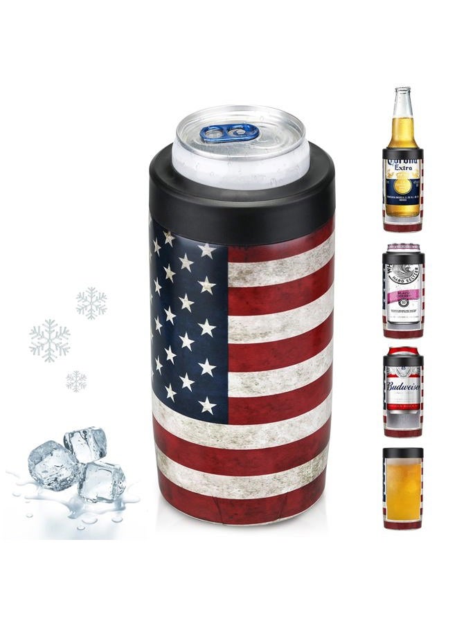 Maxso Slim Can Cooler, 4-IN-1 Double Walled Stainless Steel Insulated Beer Can Holder, Works With All 12 Oz Cans,Bottles & As A Pint Cups - Image 1