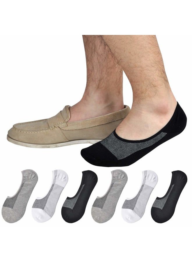 Jormatt 6 Pairs Mens Women Genuine No Show Socks Boys Sneaker Shoes Mesh Knit Low Cut Athletic Cotton Socks Non Slip,Men Shoes size 6-10 - Image 1
