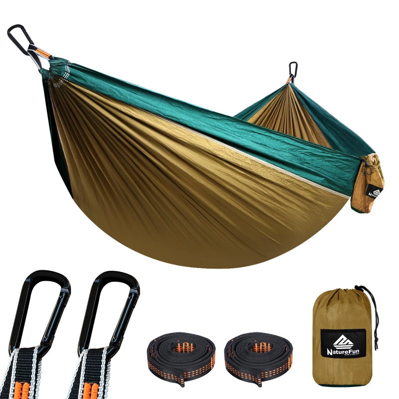 NATUREFUN Ultra-Light Travel Camping Hammock | 300kg Load Capacity,(275 x 140 cm) Breathable,Quick-Drying Parachute Nylon | 2 x Premium Carabiners,2 x Nylon Slings Included | Outdoor Indoor Garden - Image 1