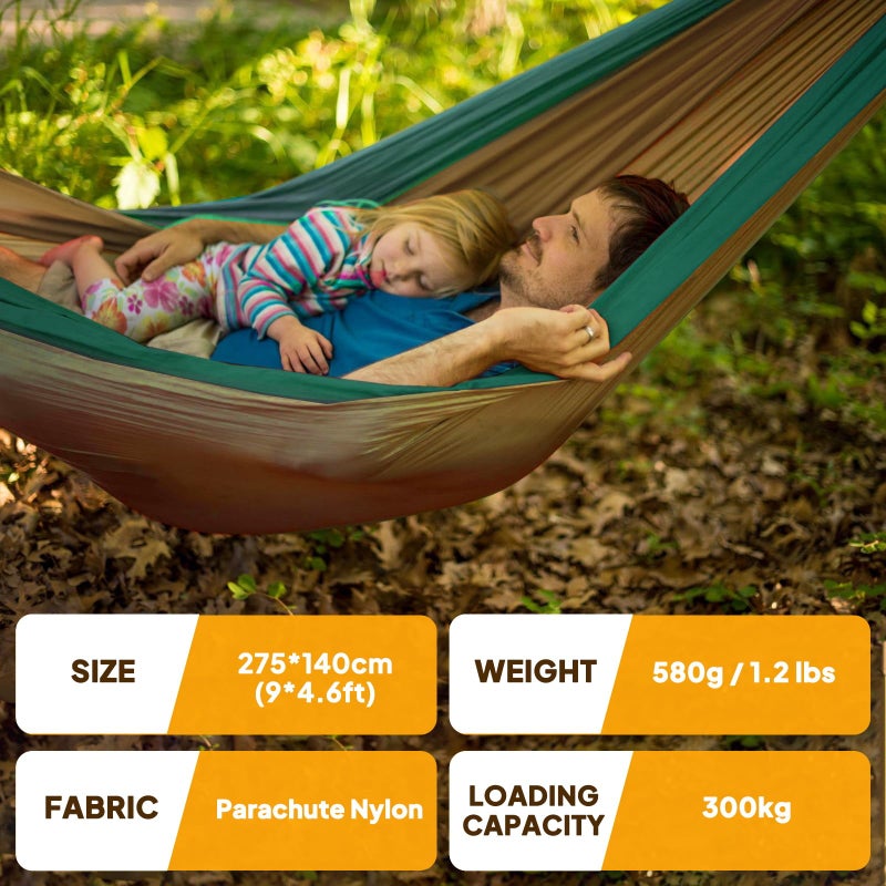 NATUREFUN Ultra-Light Travel Camping Hammock | 300kg Load Capacity,(275 x 140 cm) Breathable,Quick-Drying Parachute Nylon | 2 x Premium Carabiners,2 x Nylon Slings Included | Outdoor Indoor Garden - Image 2