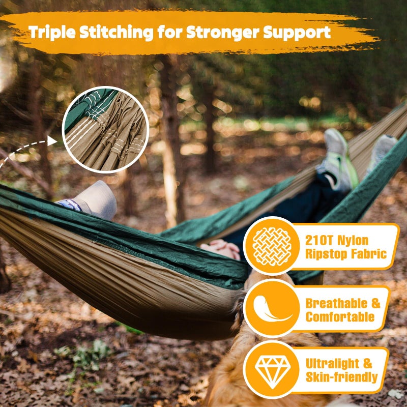 NATUREFUN Ultra-Light Travel Camping Hammock | 300kg Load Capacity,(275 x 140 cm) Breathable,Quick-Drying Parachute Nylon | 2 x Premium Carabiners,2 x Nylon Slings Included | Outdoor Indoor Garden - Image 4