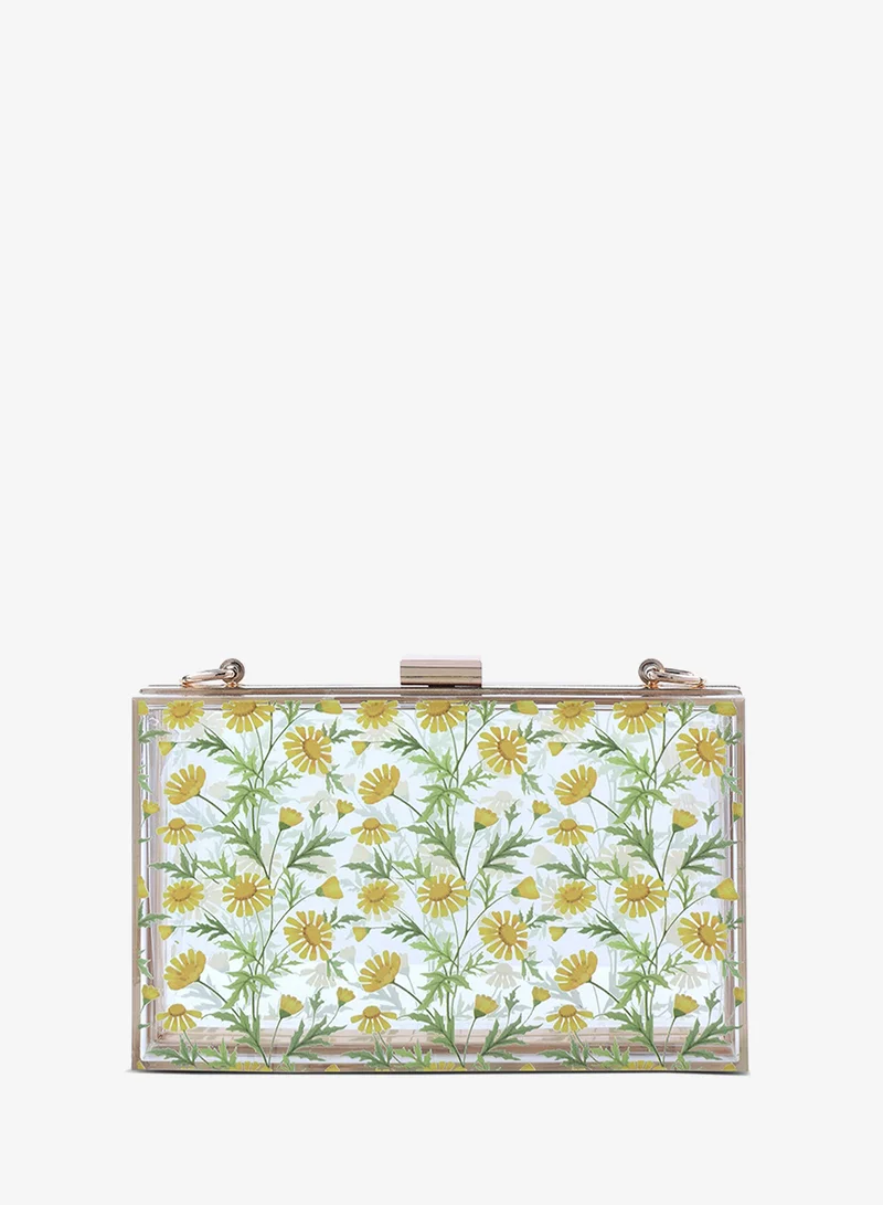 London Rag London Rag Transparent Floral Print Clear Clutch Bag