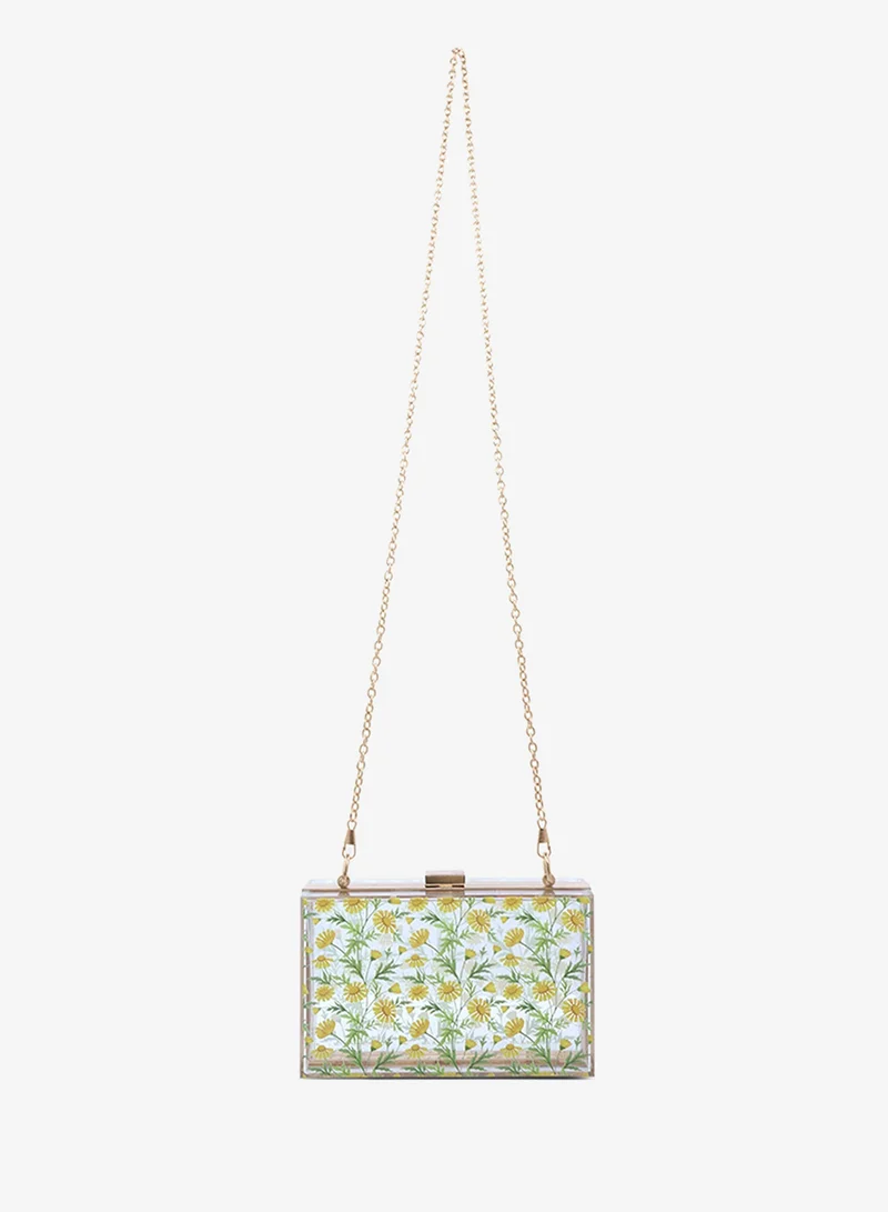 London Rag London Rag Transparent Floral Print Clear Clutch Bag