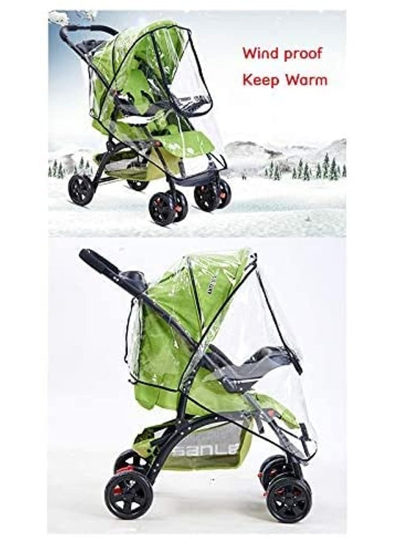 Chabeia Large Size Universal Stroller Rain Cover, Travel Weather Shield for Windproof, Waterproof, Stroller Weather Shield Universal with Rain Cover (Transparent) - Image 4