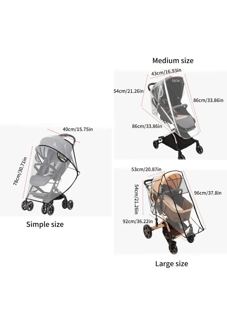 Chabeia Large Size Universal Stroller Rain Cover, Travel Weather Shield for Windproof, Waterproof, Stroller Weather Shield Universal with Rain Cover (Transparent) - Image 3