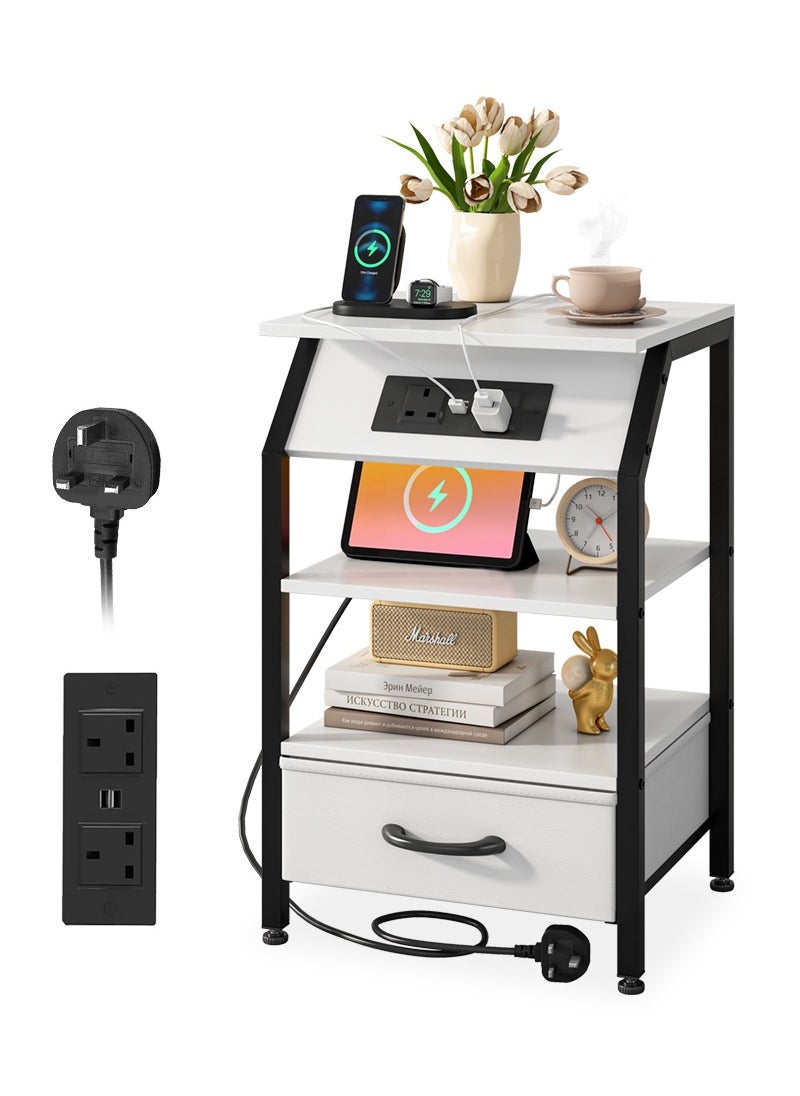 Stubborn Nightstands with Power Strip, Bedside Table with Drawer, Sofa Side Table with Storage  - Image 2