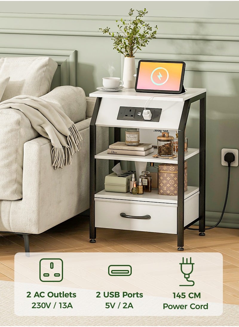 Stubborn Nightstands with Power Strip, Bedside Table with Drawer, Sofa Side Table with Storage  - Image 3