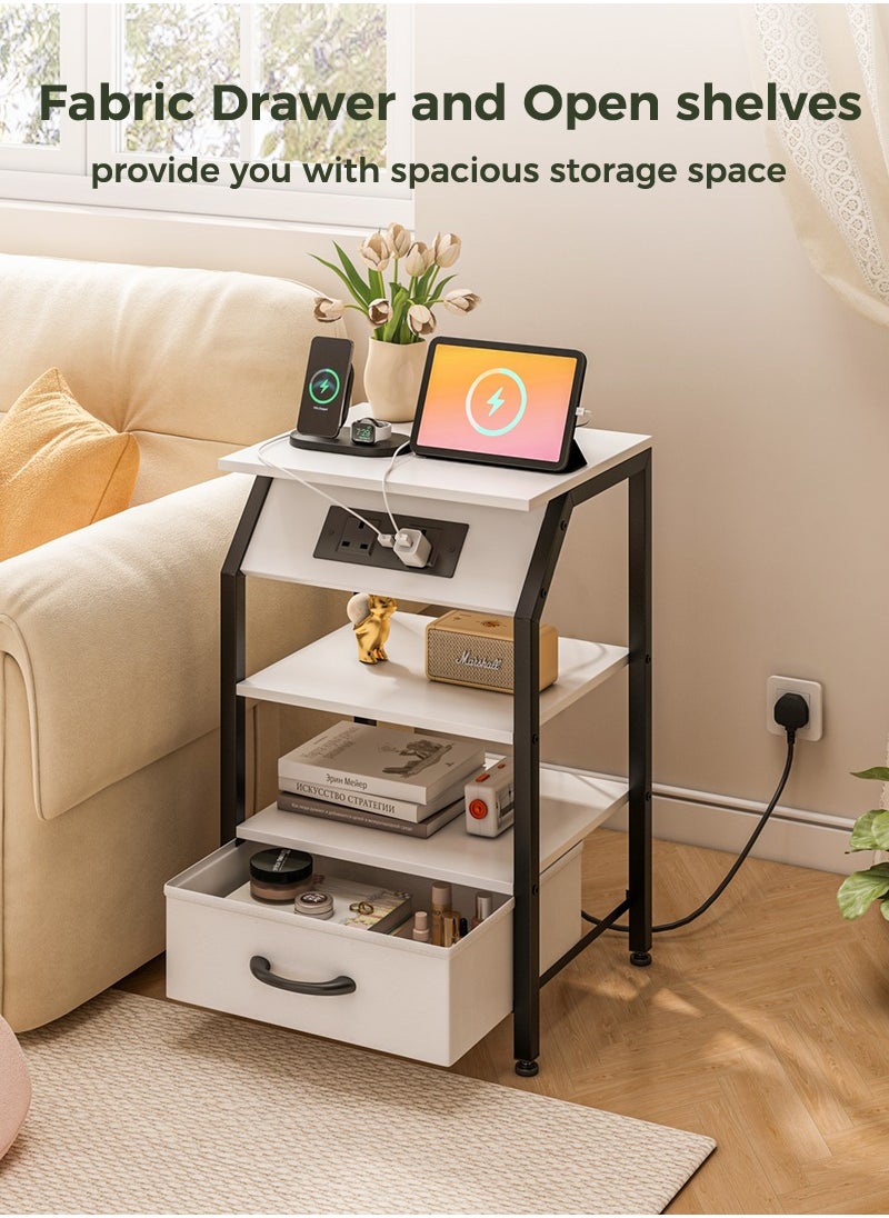Stubborn Nightstands with Power Strip, Bedside Table with Drawer, Sofa Side Table with Storage  - Image 4