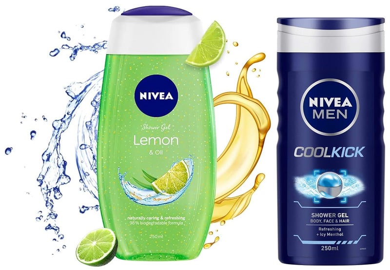 Nivea NIVEA Shower Gel Lemon Oil Body Wash Women 250ml And NIVEA Men Shower Gel Cool Kick Body Wash 250ml - Image 1