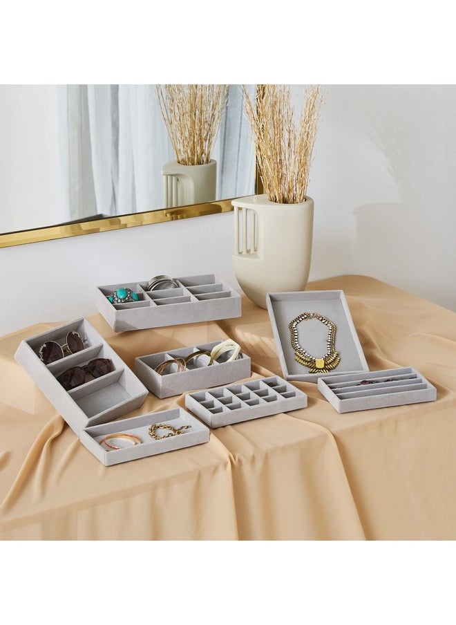 Home Box Velour 15-Compartment Jewellery Tray for Rings and Earrings 21.6 x 2.4 x 12.2 cm  - Image 4