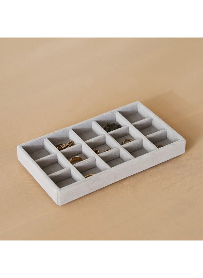 Home Box Velour 15-Compartment Jewellery Tray for Rings and Earrings 21.6 x 2.4 x 12.2 cm  - Image 1