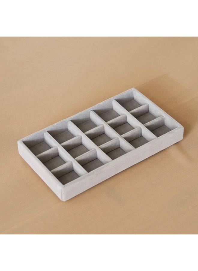 Home Box Velour 15-Compartment Jewellery Tray for Rings and Earrings 21.6 x 2.4 x 12.2 cm  - Image 2