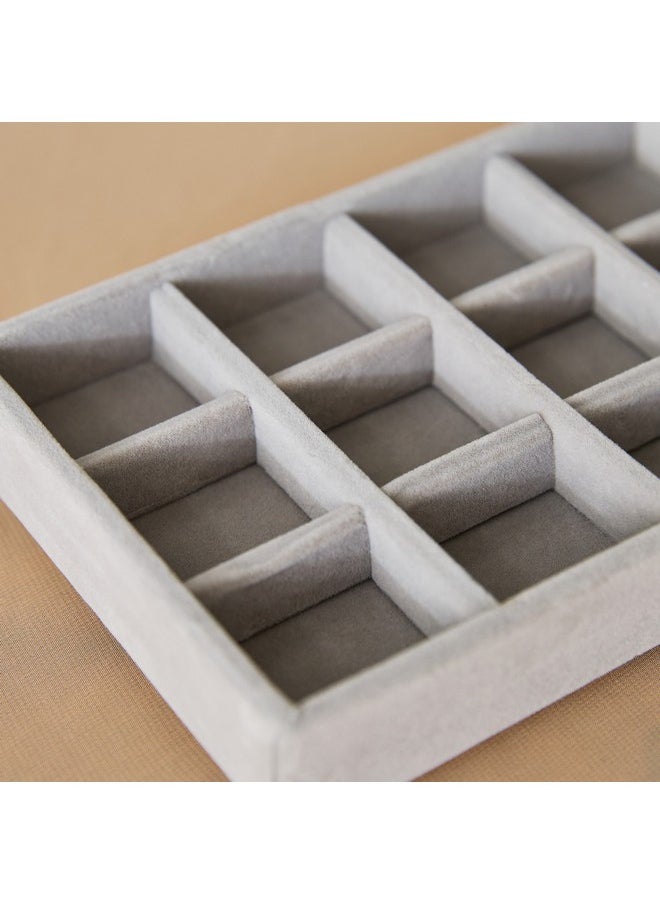Home Box Velour 15-Compartment Jewellery Tray for Rings and Earrings 21.6 x 2.4 x 12.2 cm  - Image 3