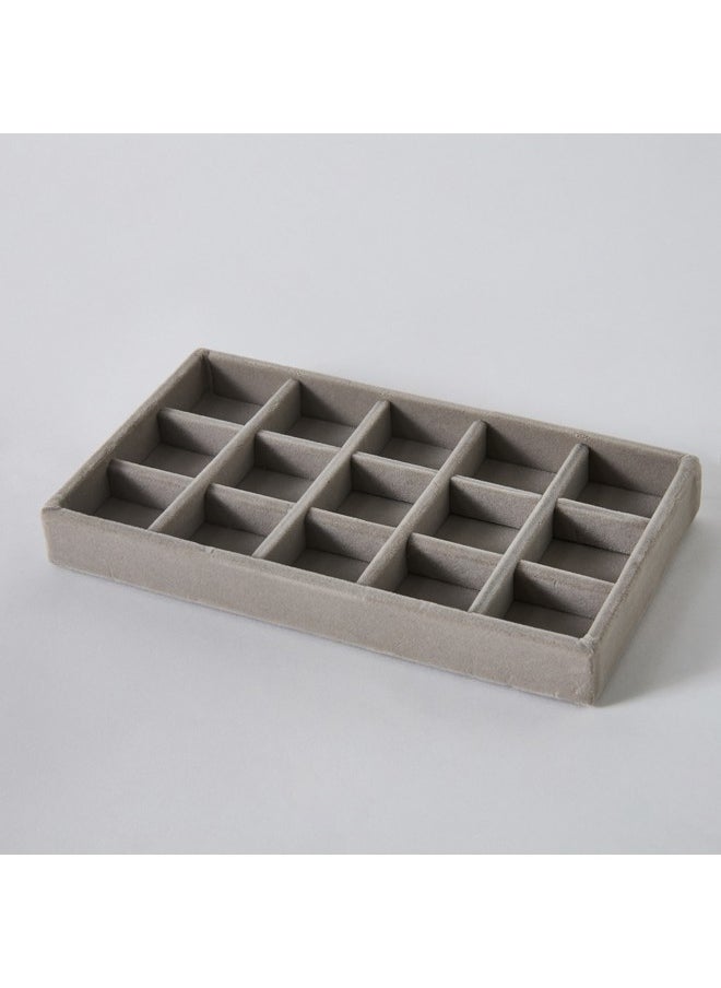 Home Box Velour 15-Compartment Jewellery Tray for Rings and Earrings 21.6 x 2.4 x 12.2 cm  - Image 5