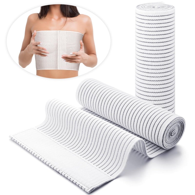 Geiserailie 2 Pcs Chest Compression Wrap Breast Support Band Sports Support Strap Bandage Adjustable Chest Binder for Large Breasted Women Prevent Breast Bounce for Sports RunningWhiteLarge - Image 2