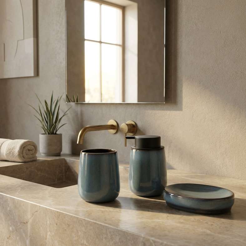 Pan Home مجموعة إكسسوارات الحمام من إيمري - 3 قطع - بحيرة بلو - Image 2