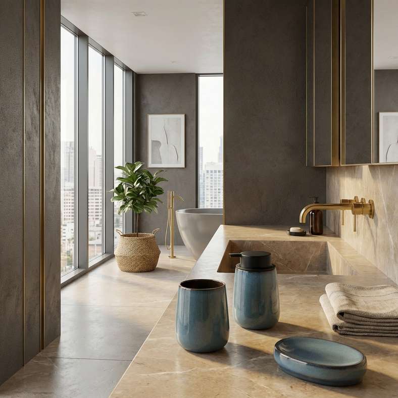 Pan Home مجموعة إكسسوارات الحمام من إيمري - 3 قطع - بحيرة بلو - Image 3