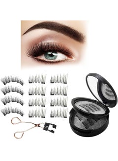 Magnetic Eyelashes without Eyeliner -6 Pairs 2 Layers Reusable Magnetic Lashes Without Eyeliner Natural Look,Looking Natural No Glue 3D False Eyelashes Kit, with Applicator Tweezers