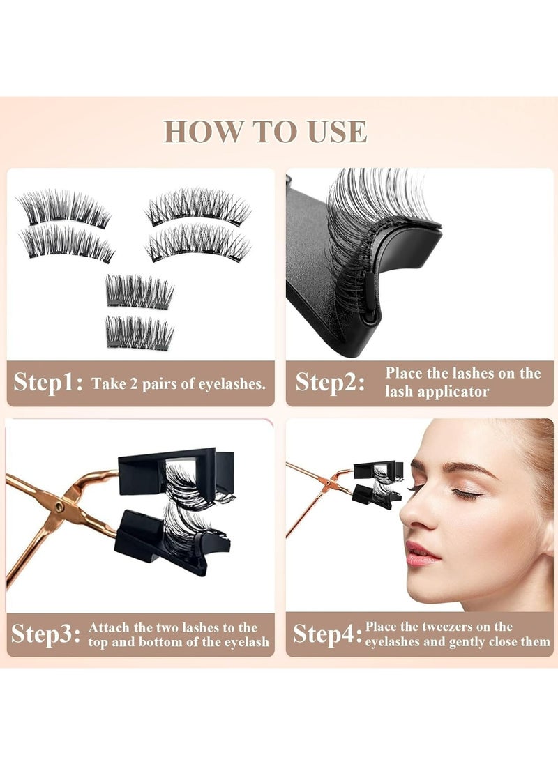 CMGTYYD - Magnetic Eyelashes without Eyeliner -6 Pairs 2 Layers Reusable Magnetic Lashes Without Eyeliner Natural Look,Looking Natural No Glue 3D False Eyelashes Kit, with Applicator Tweezers - Image 1