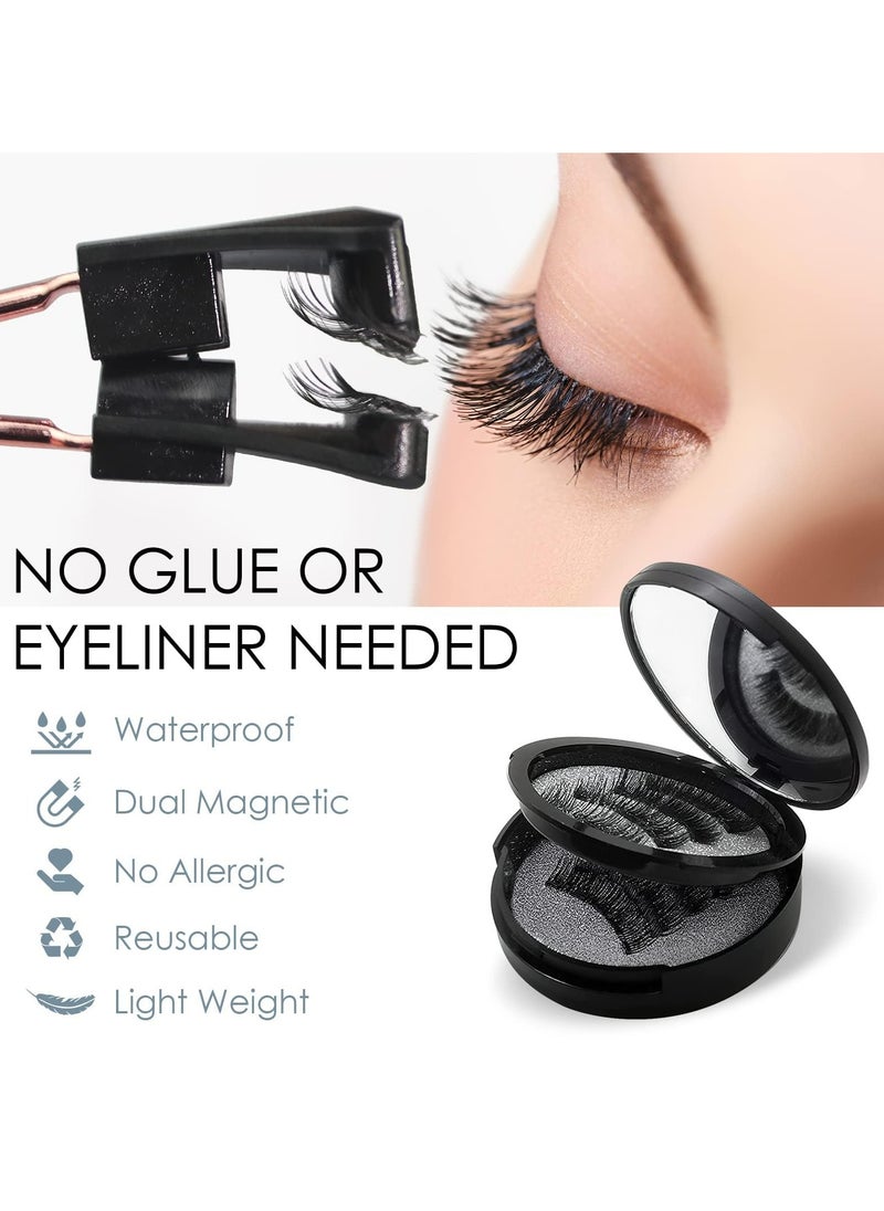 CMGTYYD - Magnetic Eyelashes without Eyeliner -6 Pairs 2 Layers Reusable Magnetic Lashes Without Eyeliner Natural Look,Looking Natural No Glue 3D False Eyelashes Kit, with Applicator Tweezers - Image 1
