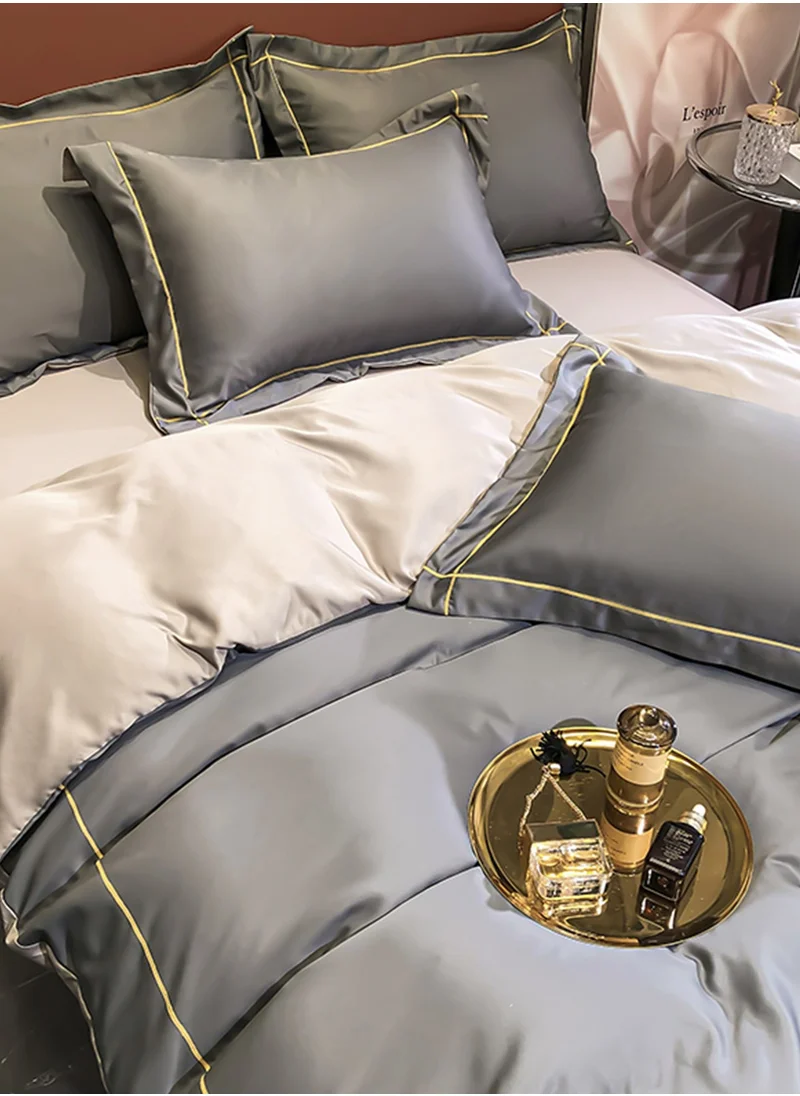 Sharpdo 4-Piece Silk Bedding Set, King Size Duvet Cove Set, Warm in Winter and Cool in Summer Skin-Friendly Breathable Duvet Cover Set King Size