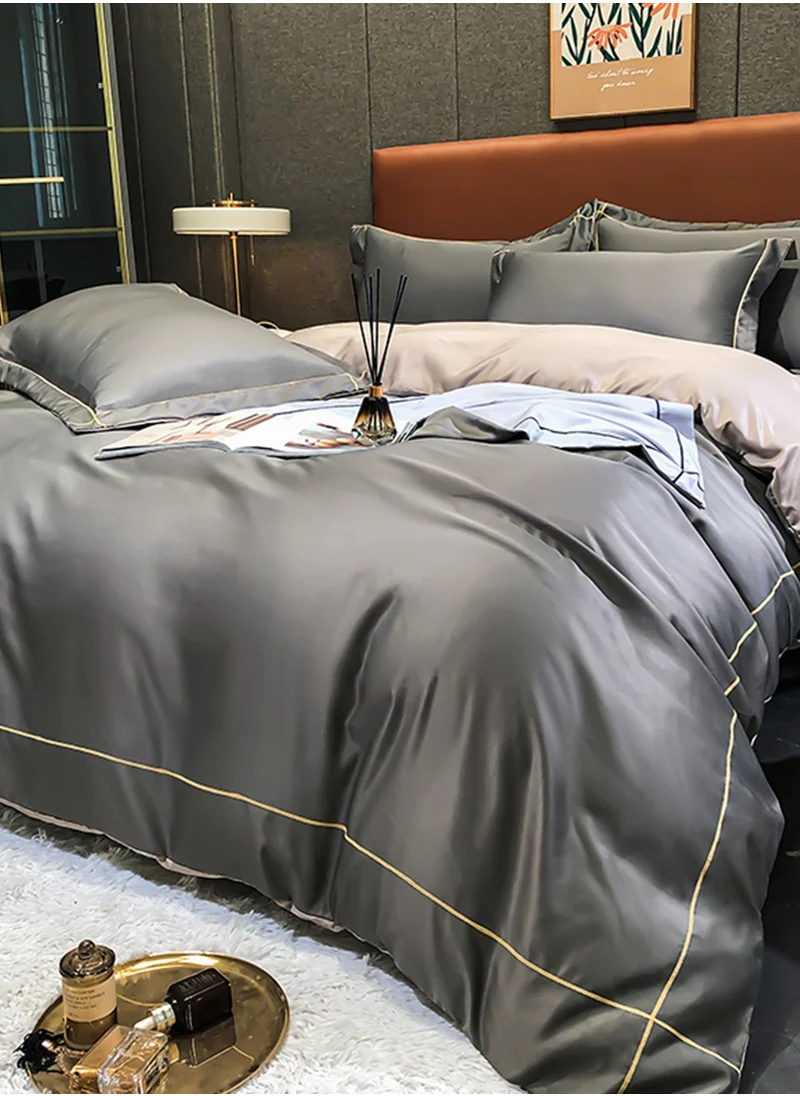 Sharpdo 4-Piece Silk Bedding Set, King Size Duvet Cove Set, Warm in Winter and Cool in Summer Skin-Friendly Breathable Duvet Cover Set King Size