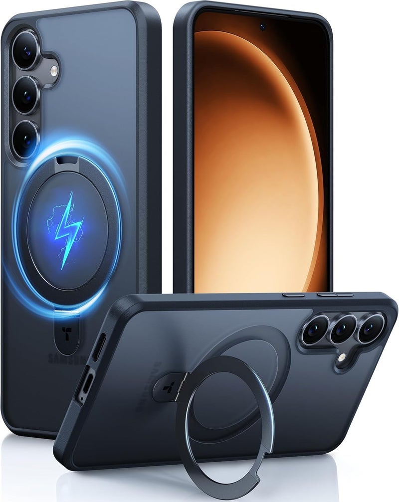 AIBEX Back Cover for Samsung S24+ with OStand Ring Kickstand | Mag-Saf Compatible Magnetic Metal Alloy Ring | Wireless Charging | Slim Thin Scratch Resistant Armor | Shockproof Protective Case- Black - Image 1