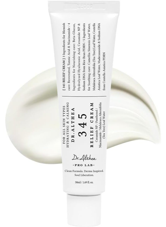 DrAlthea Dr.Althea 345 Relief Cream | Moisturizer for Soothing Recovery and Blemish Care with PDRN & Niacinamide | Korean Vegan Skin Care for All Skin Types, 50ml - Image 1