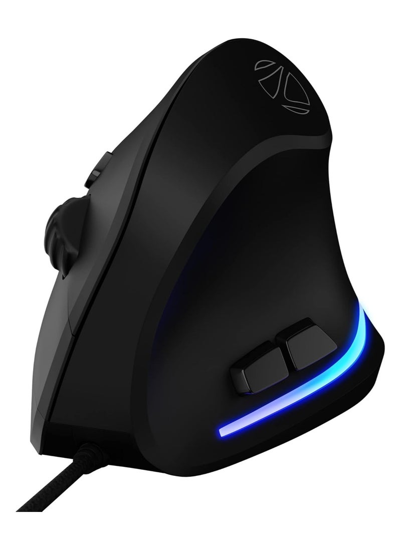 ZEBRONICS - Cozy 6 Button Vertical Gaming Mouse with 3200 DPI max, 1.8m Braided Cable, Led Lights, high Resolution Sensor, Rubber Finish, Ergonomic Design and Plug Play Usage - Image 1